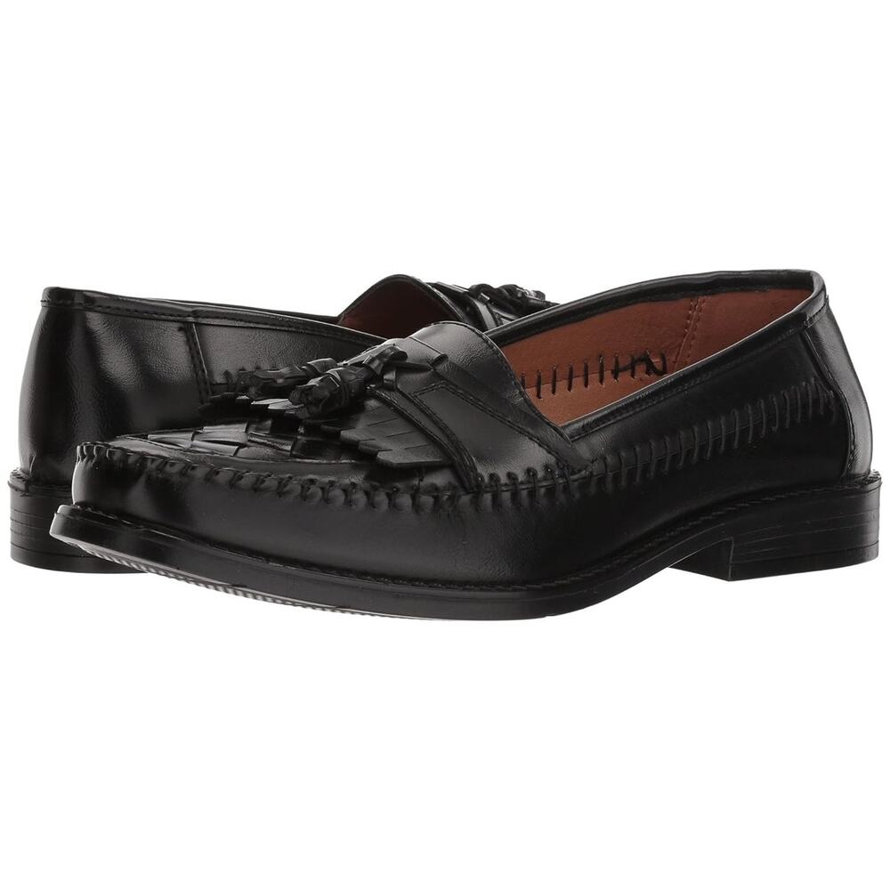 Deer Stags Men Slip On Tassel Loafer Herman Size US 8.5W Jet Black Faux Leather